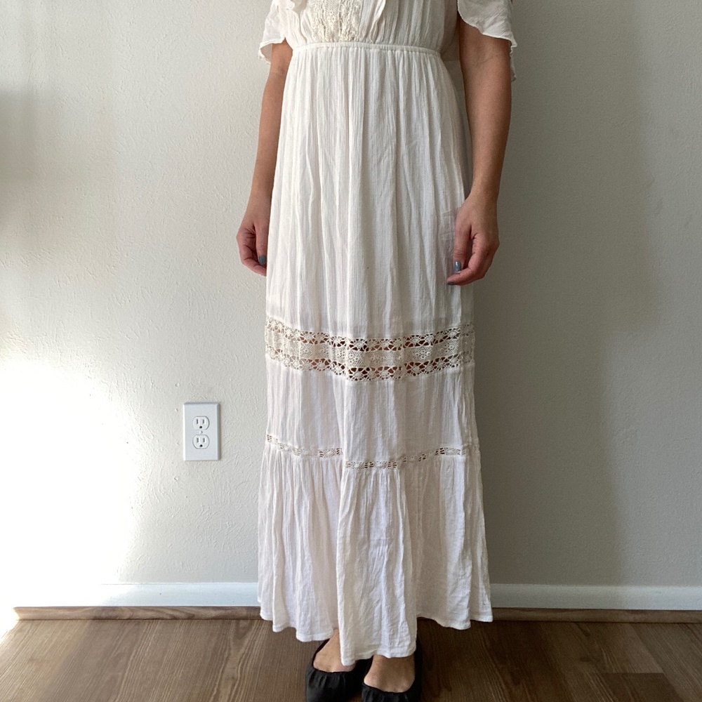 Mossimo White Cream Boho Maxi Summer Dress - Picture 4 of 4